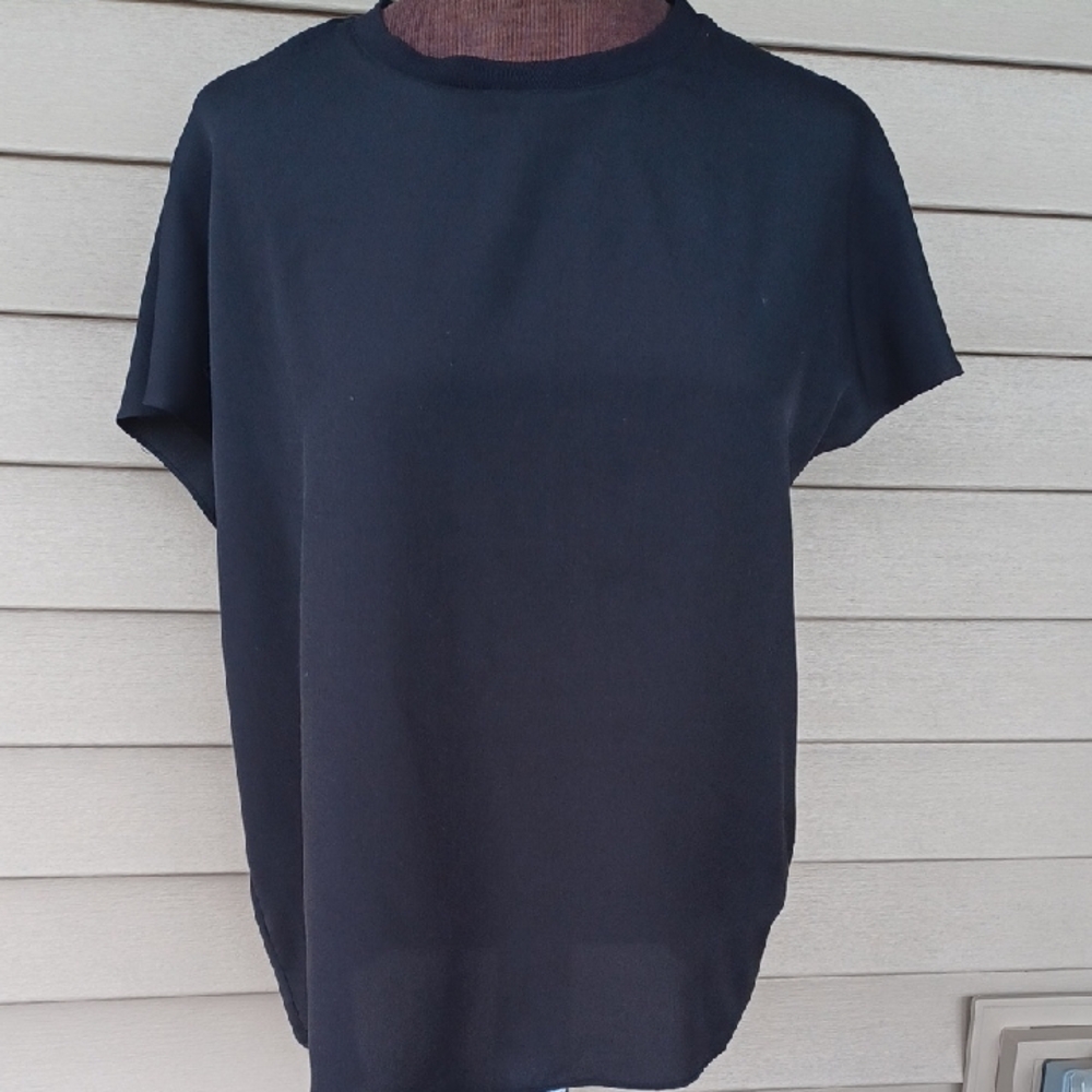 French Connection Elegant Black Short Sleeve Top